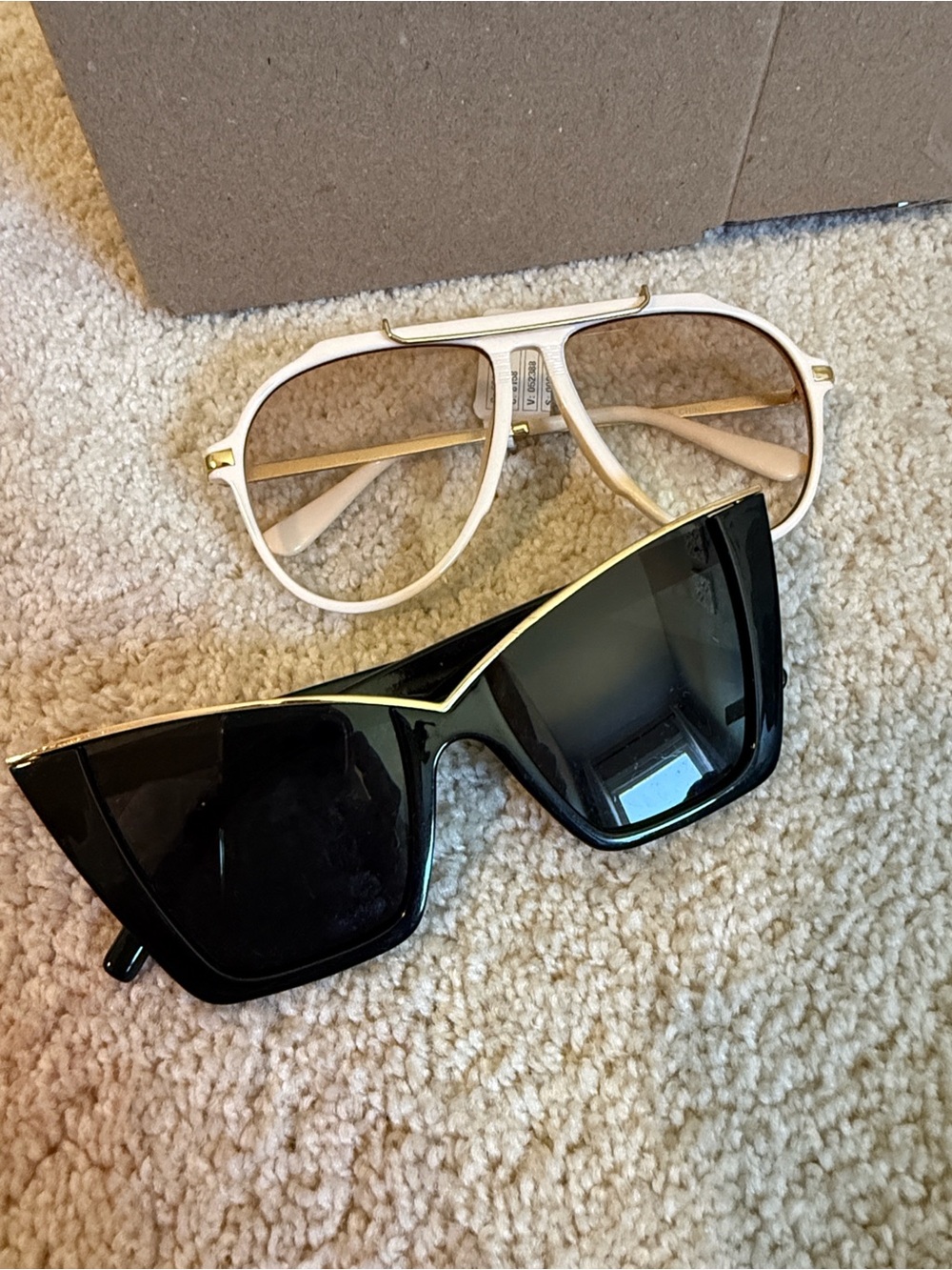 Free People Black & White Cat-Eye Sunglasses Set